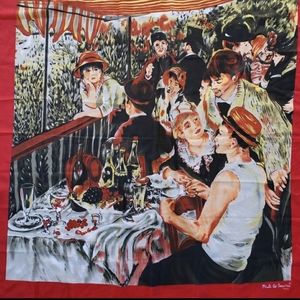 Vintage Nicole de Beauvoir French Cafe Bistro Silk Scarf Parisienne Renoir